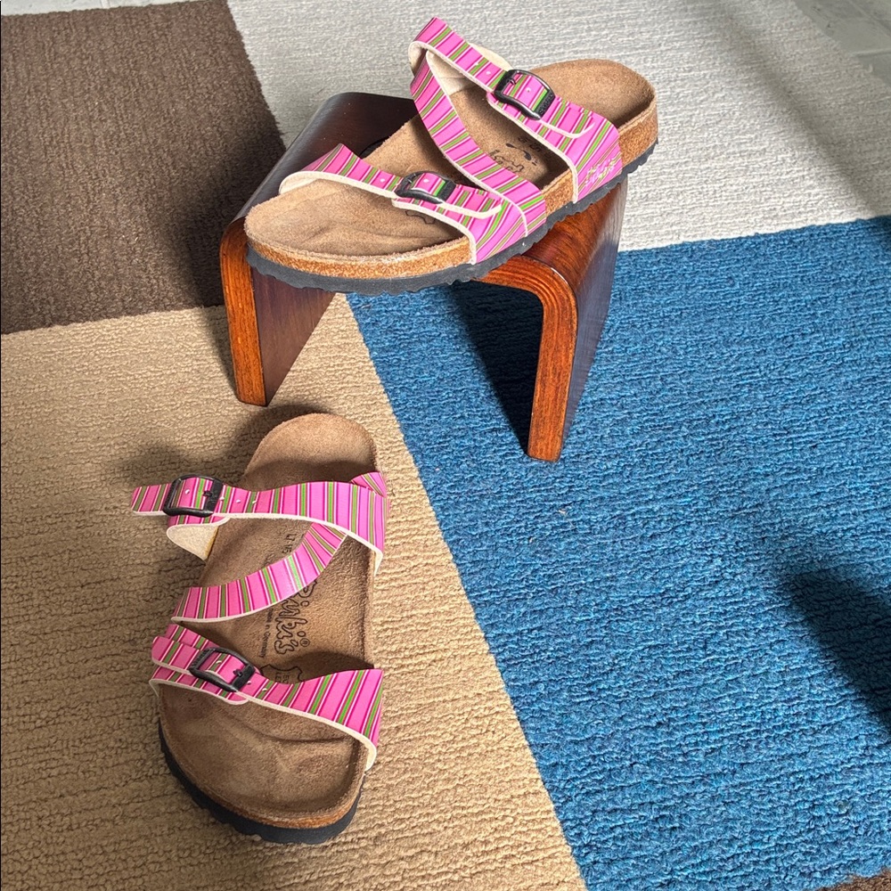 Birkenstock Pink Striped Sandals